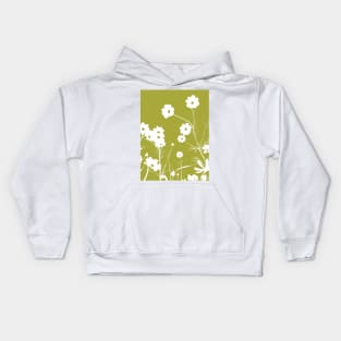 Olive and white daisy meadow Kids Hoodie